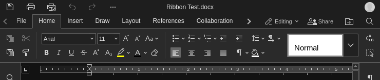 A screenshot of the OnlyOffice ribbon toolbar. It is complex because there are a lot of functions.